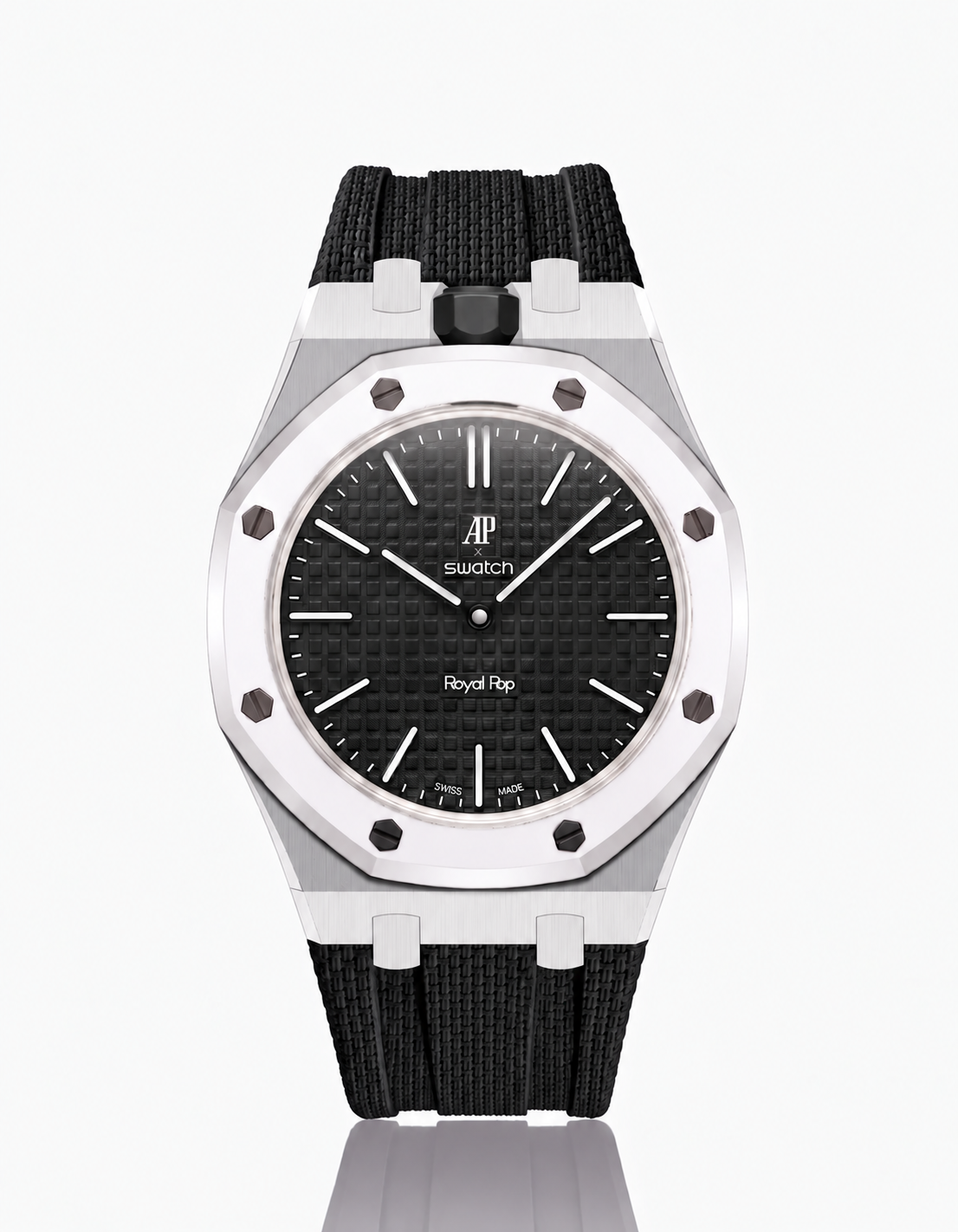 Stainless Steel Case + Black FKM Rubber For AP x Swatch Royal Pop - 12 o'clock