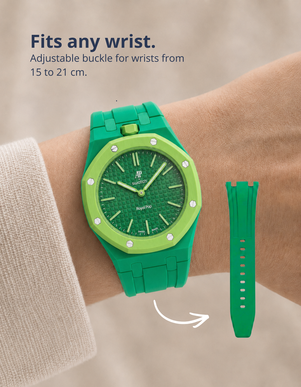 Rubber Strap & Case For AP x Swatch Royal Pop Eight Green - Green