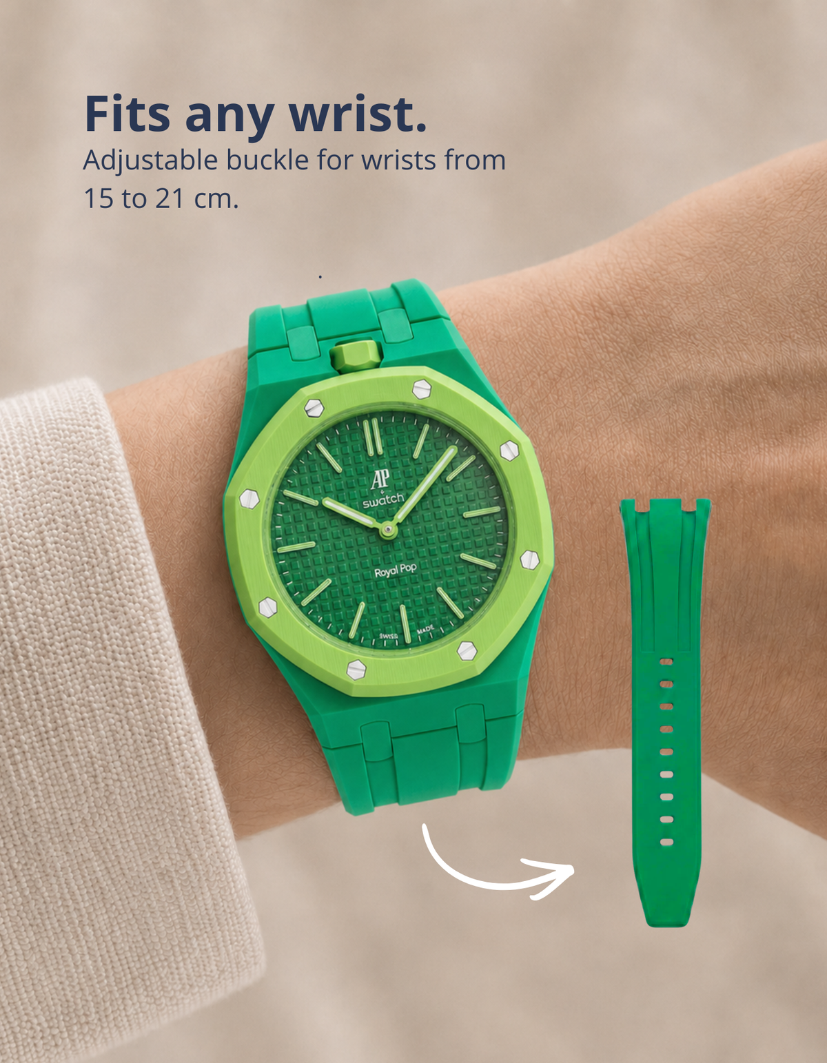 Rubber Strap & Case For AP x Swatch Royal Pop Eight Green - Green