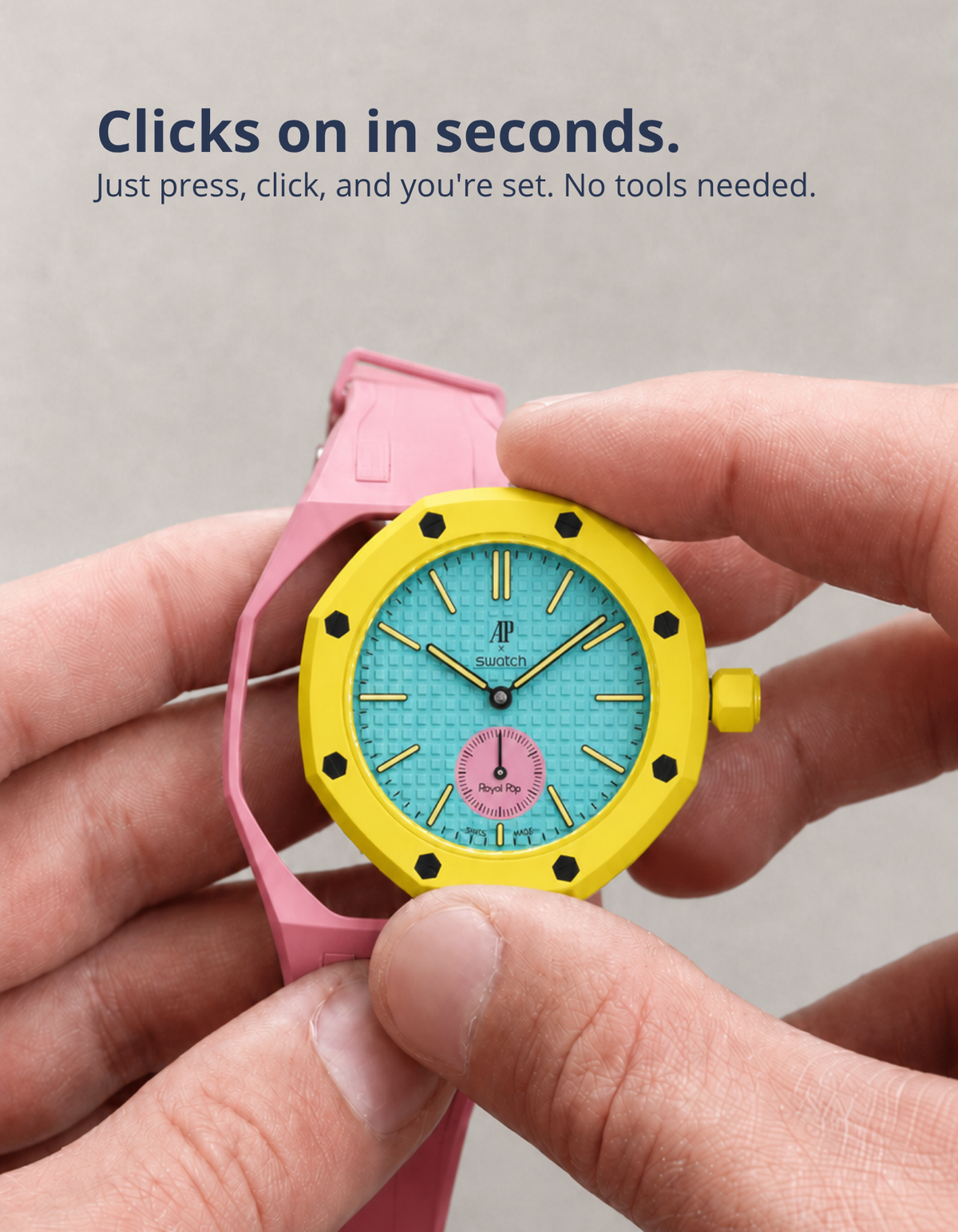 Rubber Strap & Case For AP x Swatch Royal Pop Otg Roz - Pink