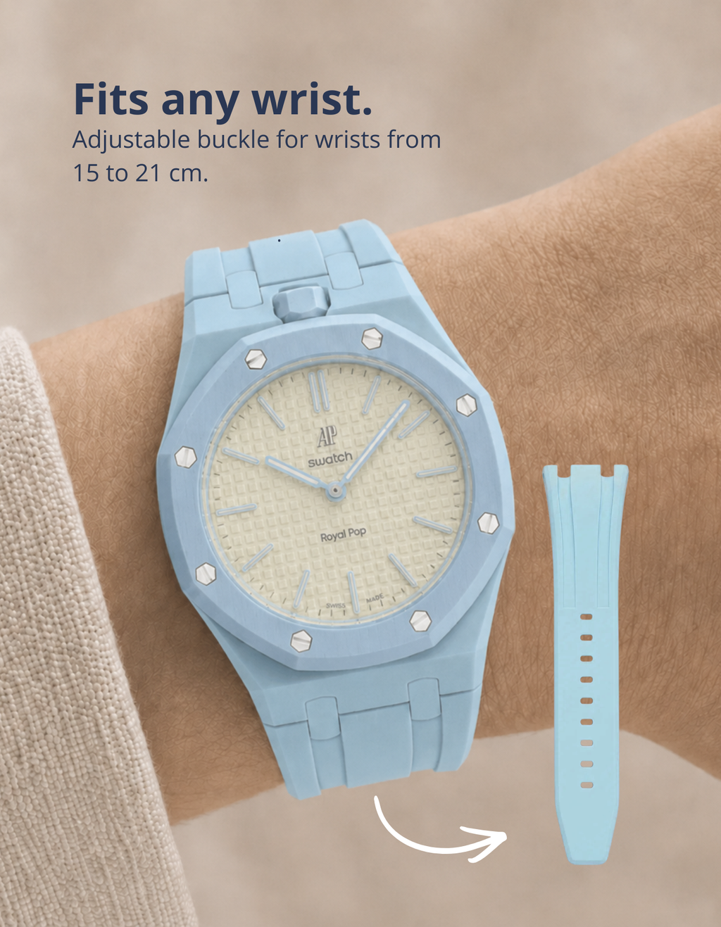 Rubber Strap & Case For AP x Swatch Royal Pop Blaue Acht - Light Blue