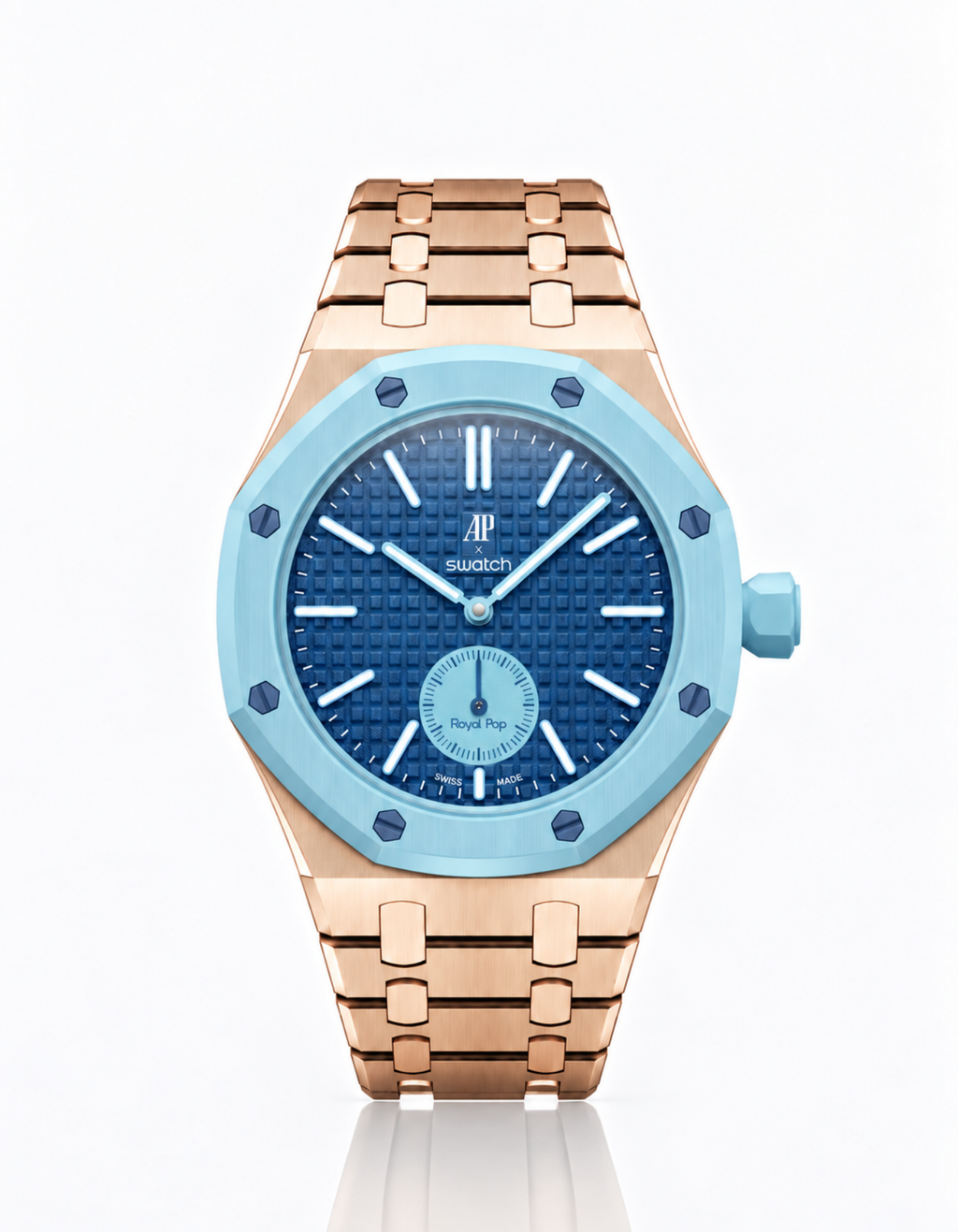 Rose Gold Stainless Steel Strap & Case For AP x Swatch Royal Pop - 3 o'clock