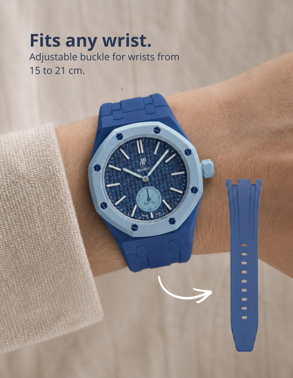 Rubber Strap & Case For AP x Swatch Royal Pop Lan Ba- Blue