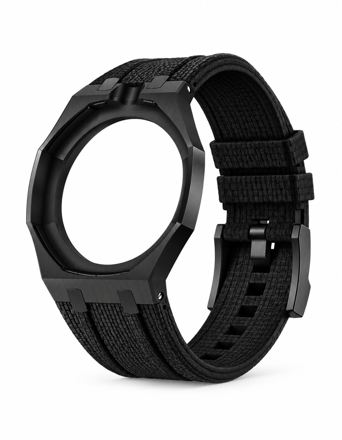 Black Stainless Steel Case + Black FKM Rubber For AP x Swatch Royal Pop - 12 o'clock