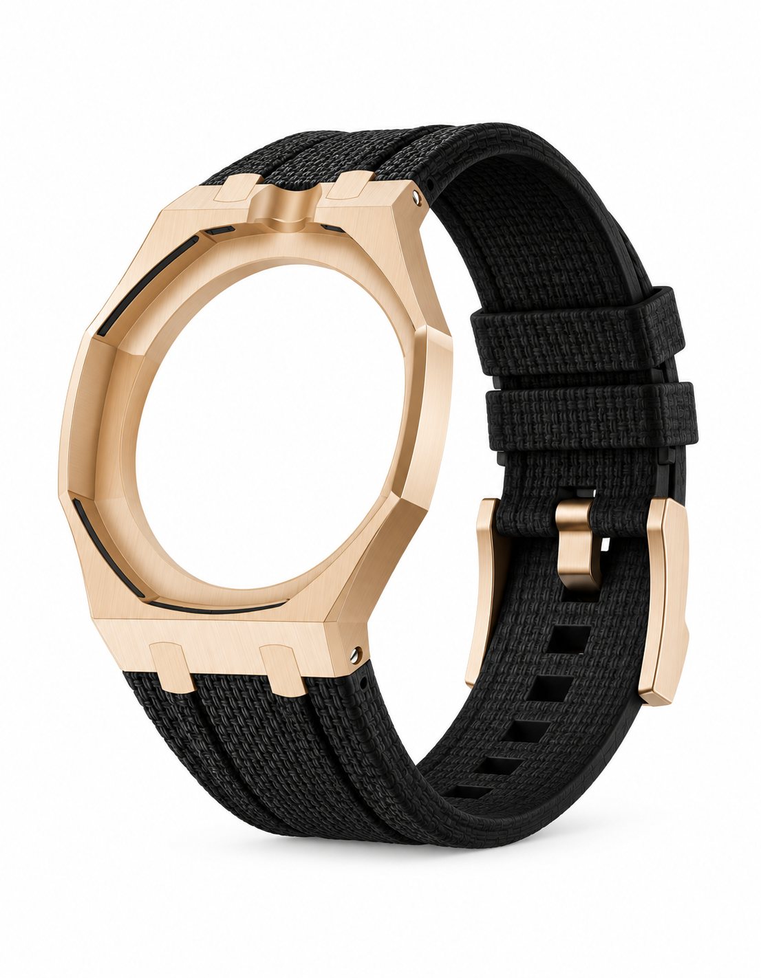 Rose Gold Case + Black FKM Rubber For AP x Swatch Royal Pop - 12 o'clock