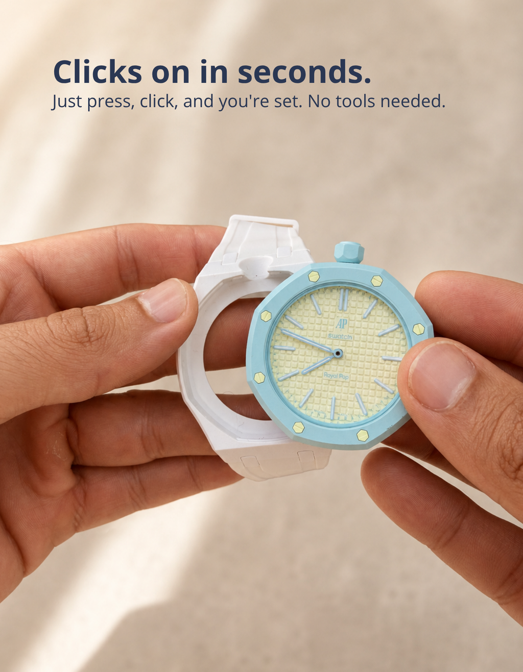 Rubber Strap & Case For AP x Swatch Royal Pop Huit Blanc - White