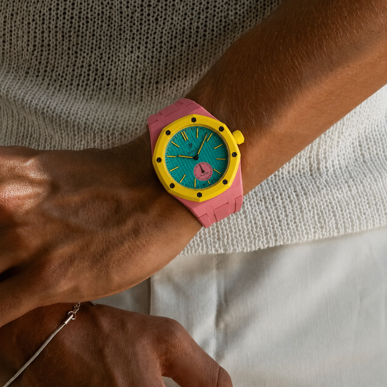 Rubber Strap & Case For AP x Swatch Royal Pop - Dark Pink