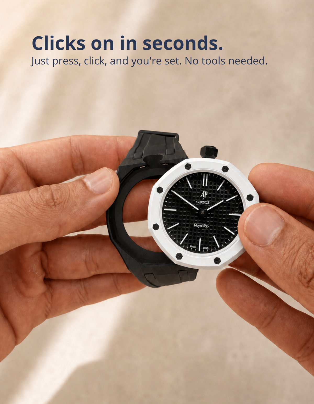 Rubber Strap & Case For AP x Swatch Royal Pop Ocho Negro - Black