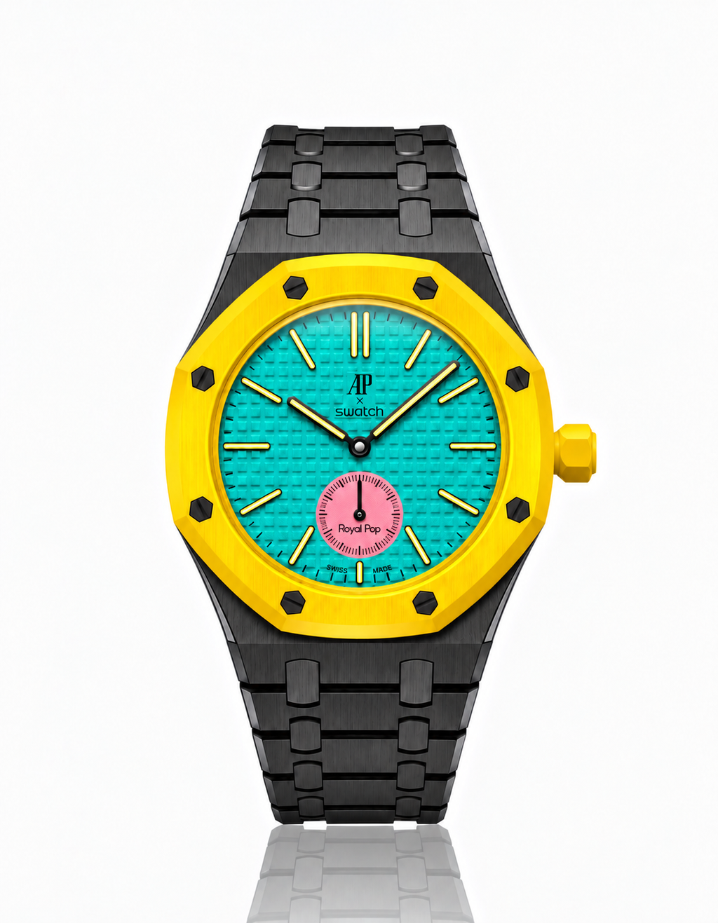 Black Stainless Steel Strap & Case For AP x Swatch Royal Pop - 3 o'clock