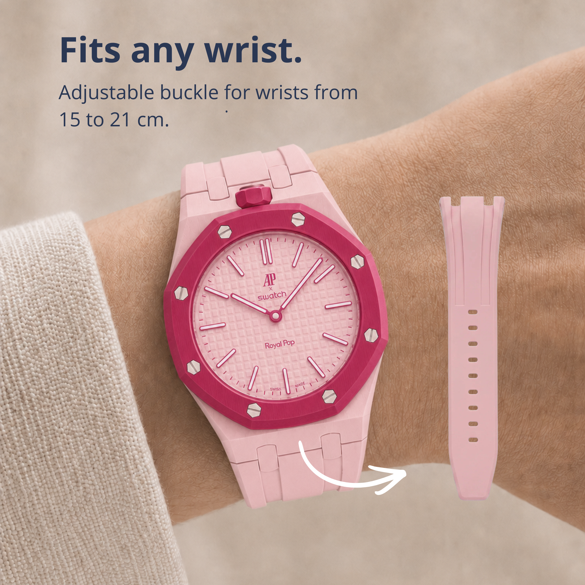 Rubber Strap & Case For AP x Swatch Royal Pop - Pink