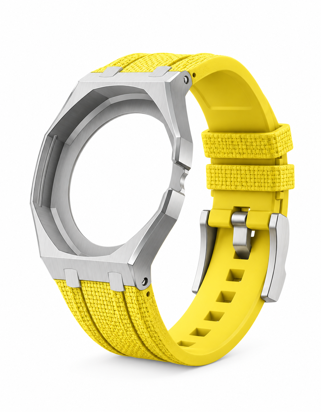 Stainless Steel Case + Yellow FKM Rubber For AP x Swatch Royal Pop - 3 o'clock