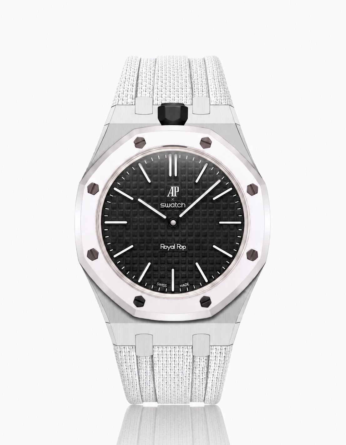 Stainless Steel Case + White FKM Rubber For AP x Swatch Royal Pop - 12 o'clock