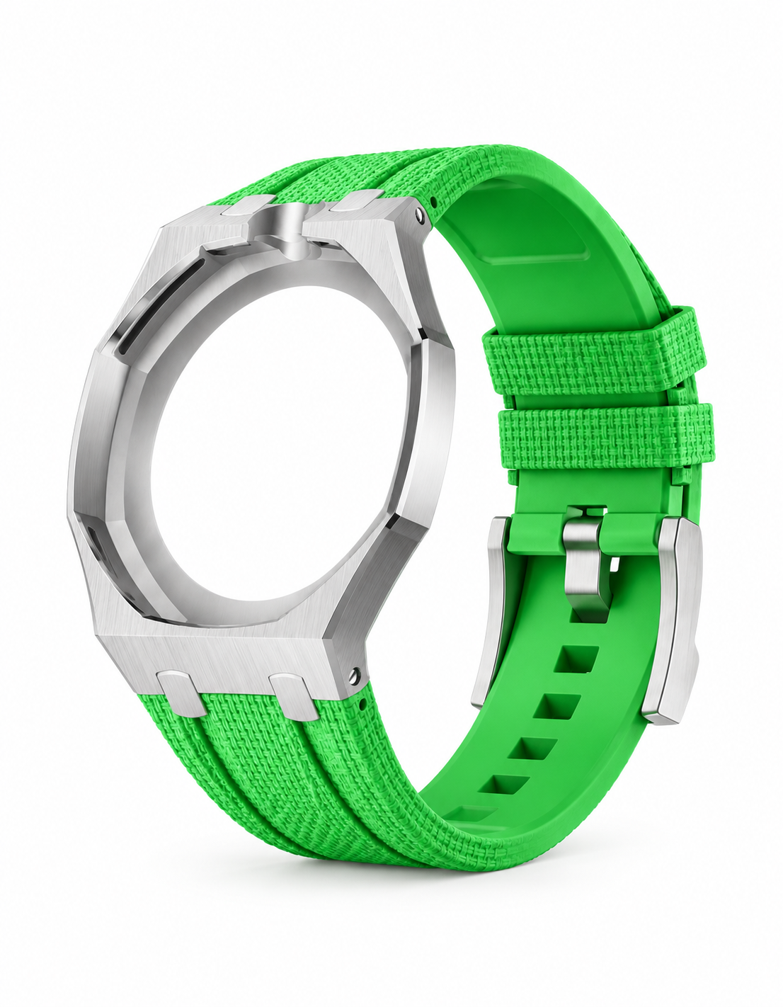 Stainless Steel Case + Green FKM Rubber For AP x Swatch Royal Pop - 12 o'clock