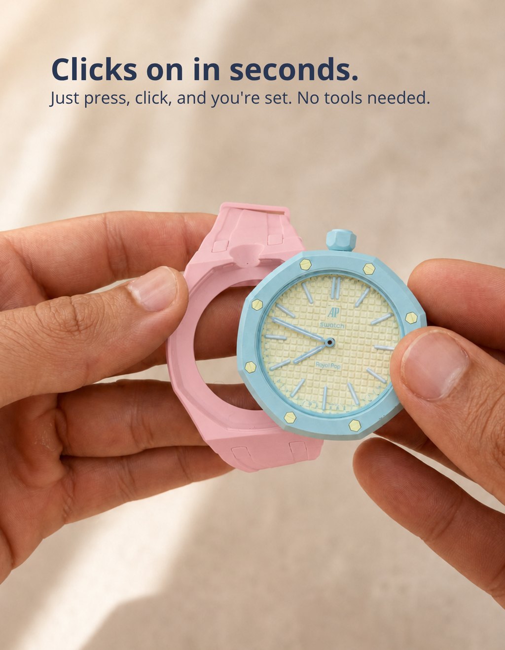 Rubber Strap & Case For AP x Swatch Royal Pop Otto Rosso - Pink