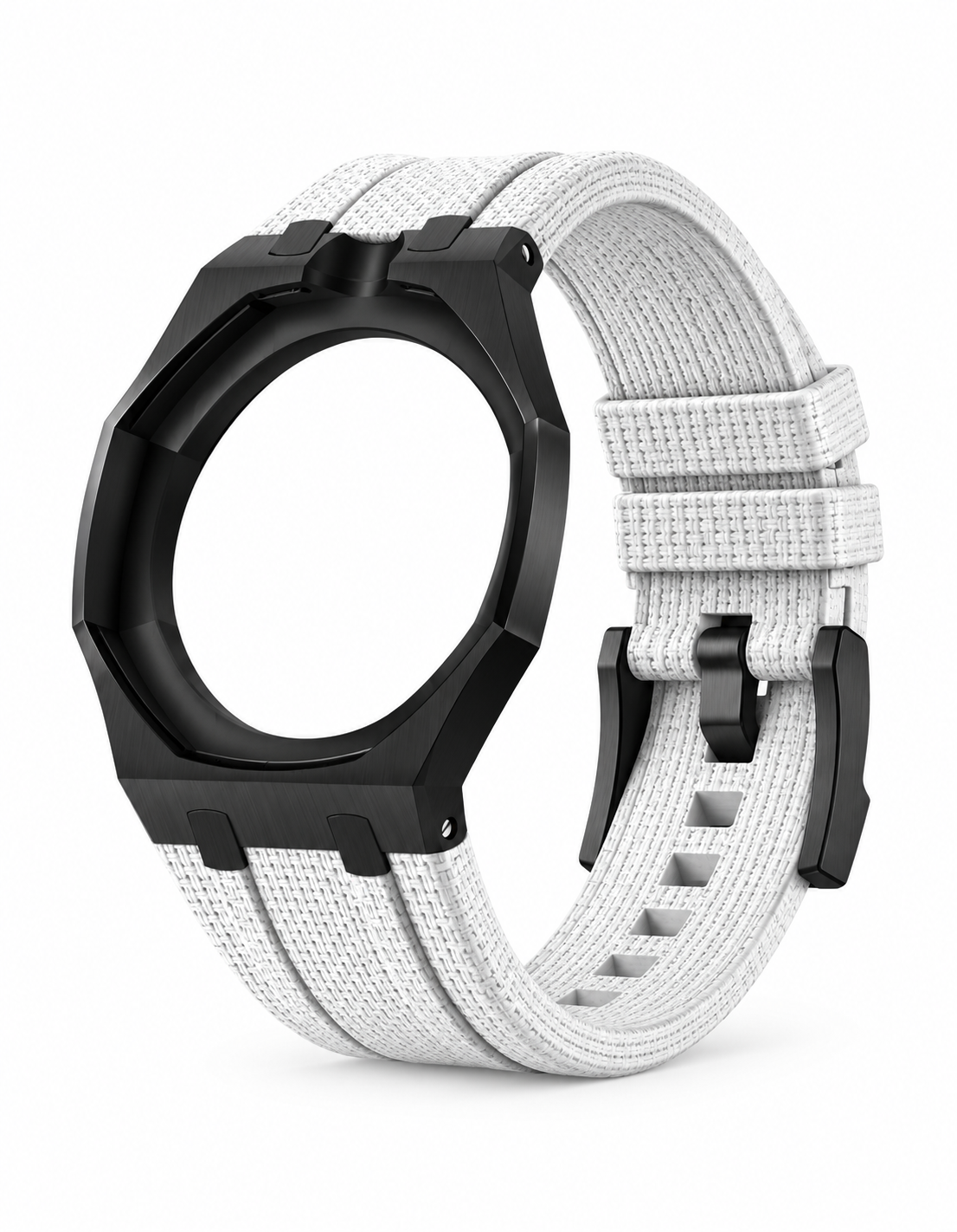 Black Stainless Steel Case + White FKM Rubber For AP x Swatch Royal Pop - 12 o'clock