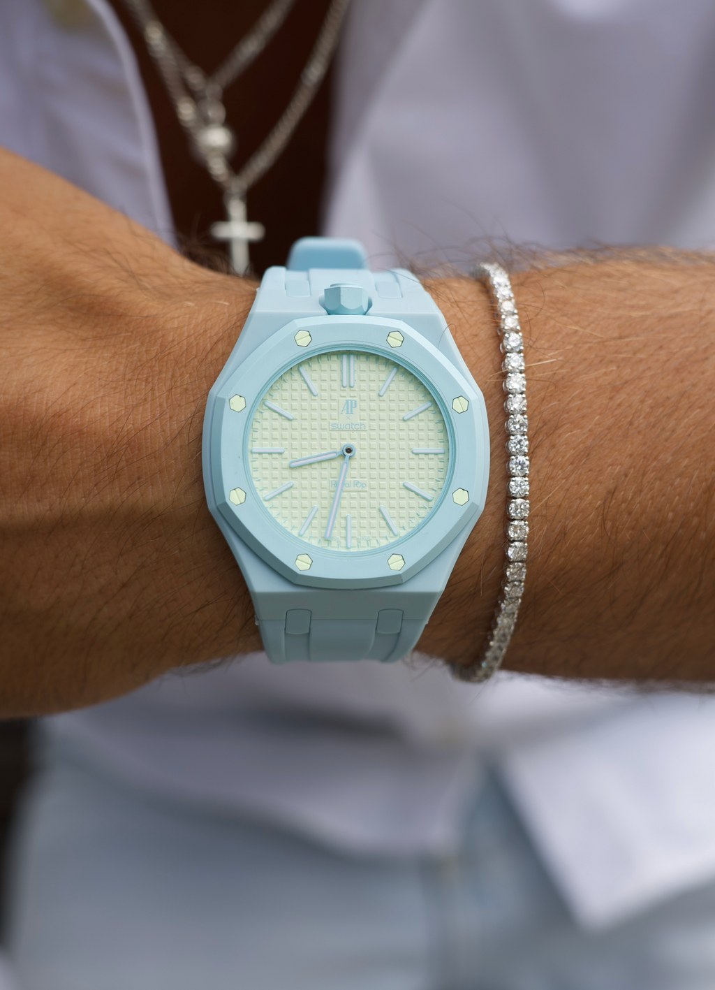 Rubber Strap & Case For AP x Swatch Royal Pop Blaue Acht - Light Blue