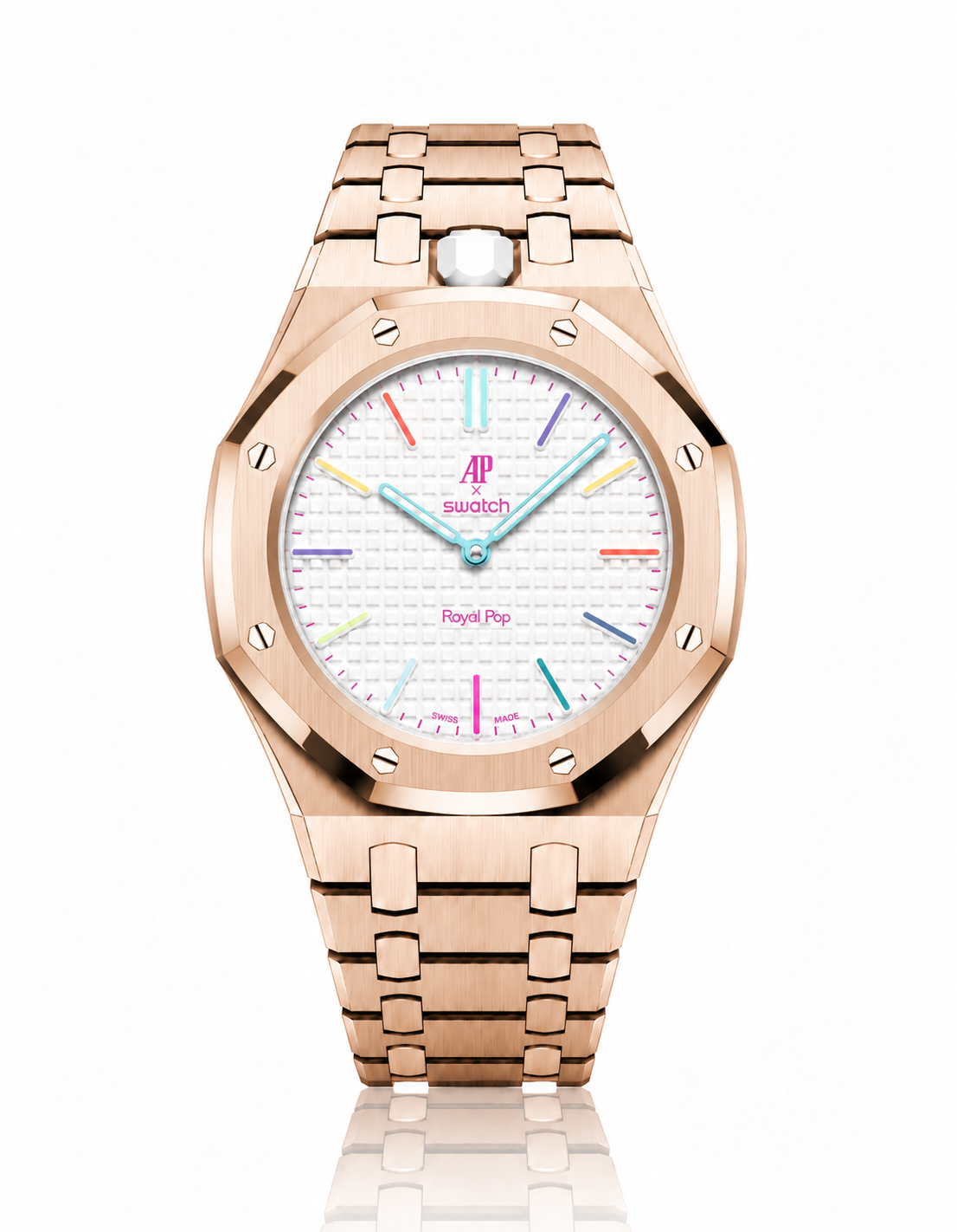 Full Frame Rose Gold Stainless Steel Strap for Royal Pop - 12 o'clock