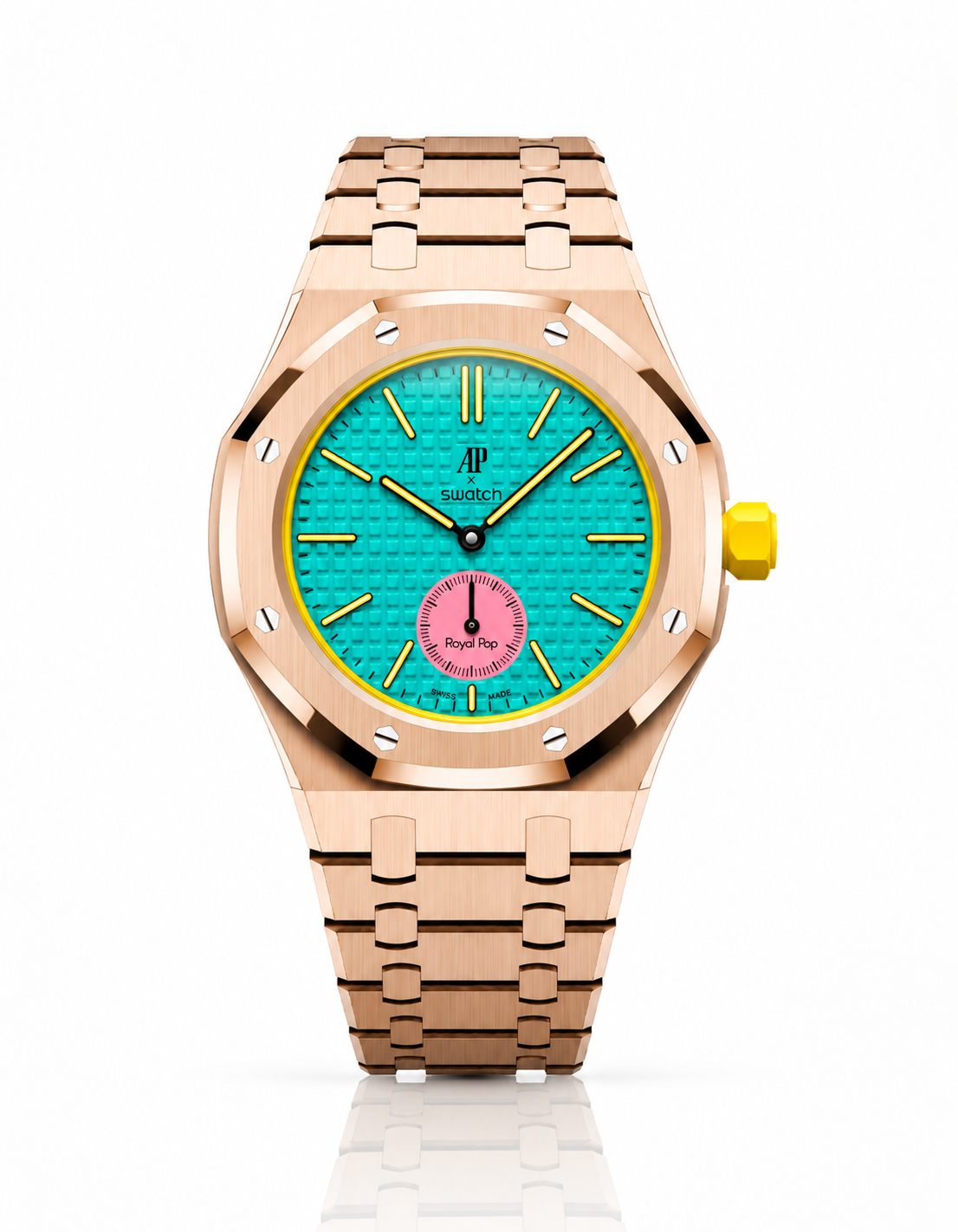 Full Frame Rose Gold Stainless Steel Strap for Royal Pop - 3 o'clock