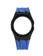 Black Stainless Steel Case + Blue FKM Rubber For AP x Swatch Royal Pop - 3 o'clock