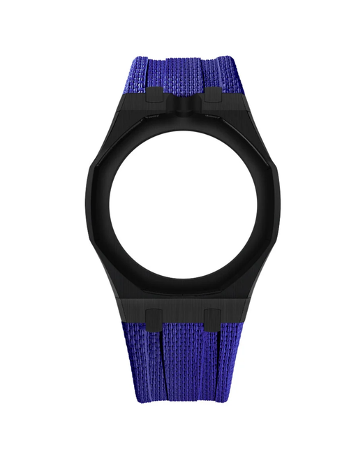 Black Stainless Steel Case + Navy FKM Rubber For AP x Swatch Royal Pop - 12 o'clock