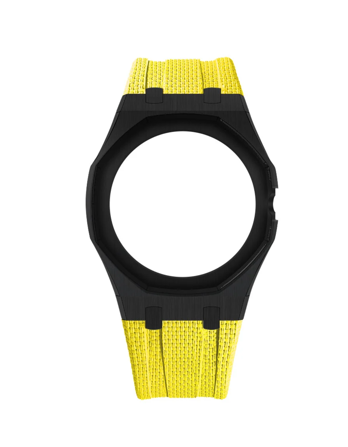 Black Stainless Steel Case + Yellow FKM Rubber For AP x Swatch Royal Pop - 3 o'clock
