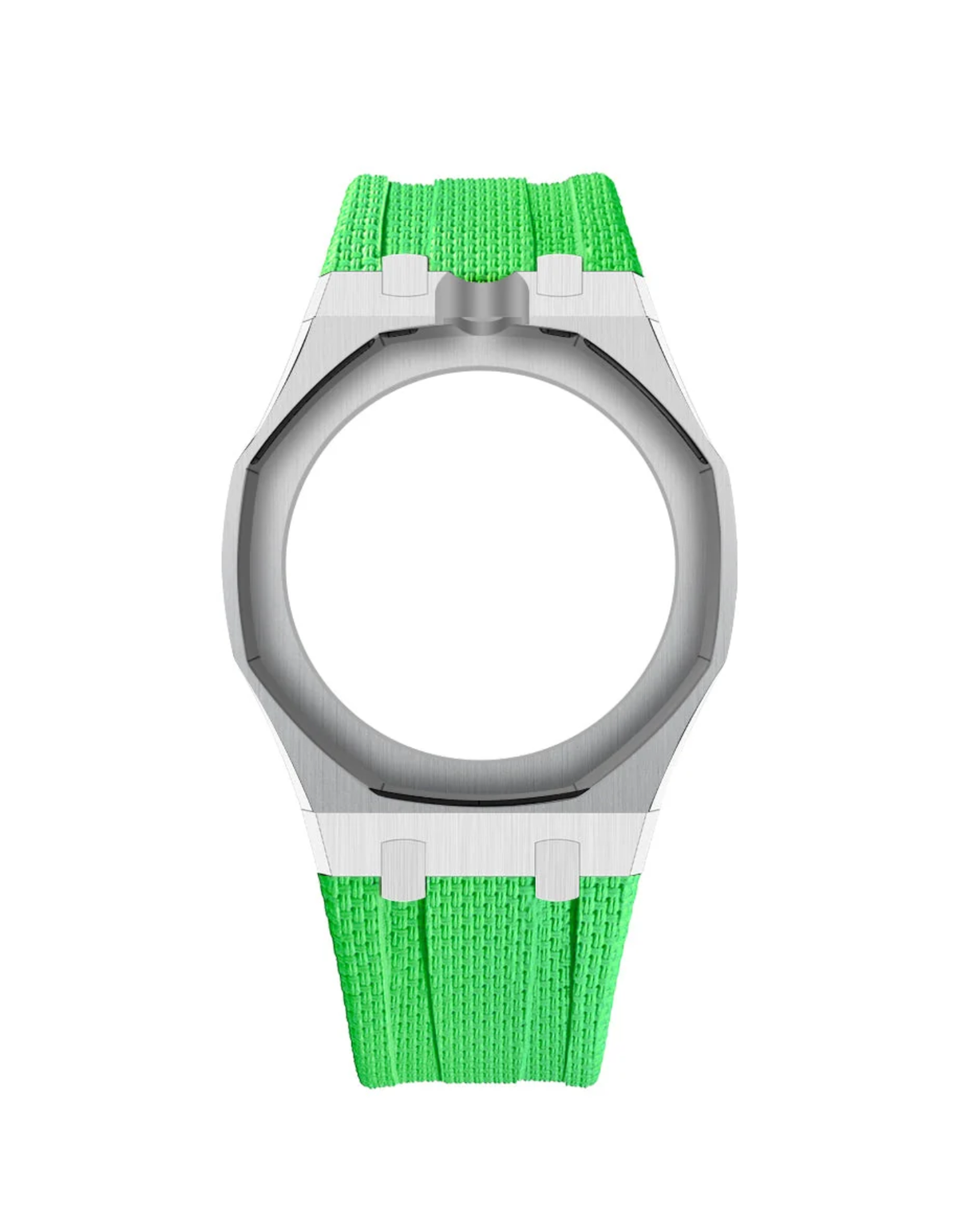 Stainless Steel Case + Green FKM Rubber For AP x Swatch Royal Pop - 12 o'clock