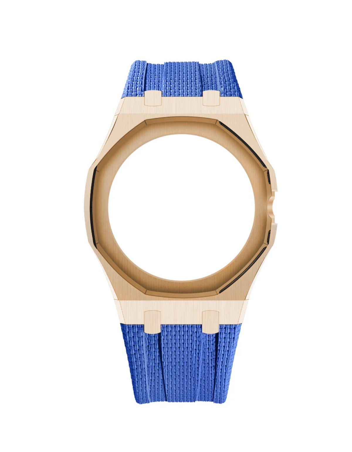 Rose Gold Case + Blue FKM Rubber For AP x Swatch Royal Pop - 3 o'clock