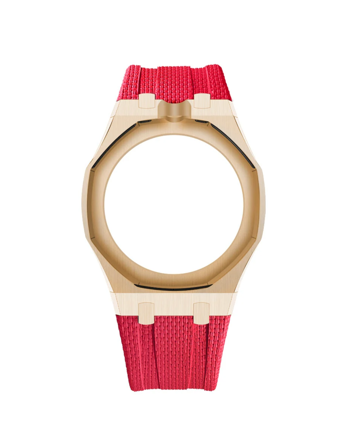 Rose Gold Case + Red FKM Rubber For AP x Swatch Royal Pop - 12 o'clock