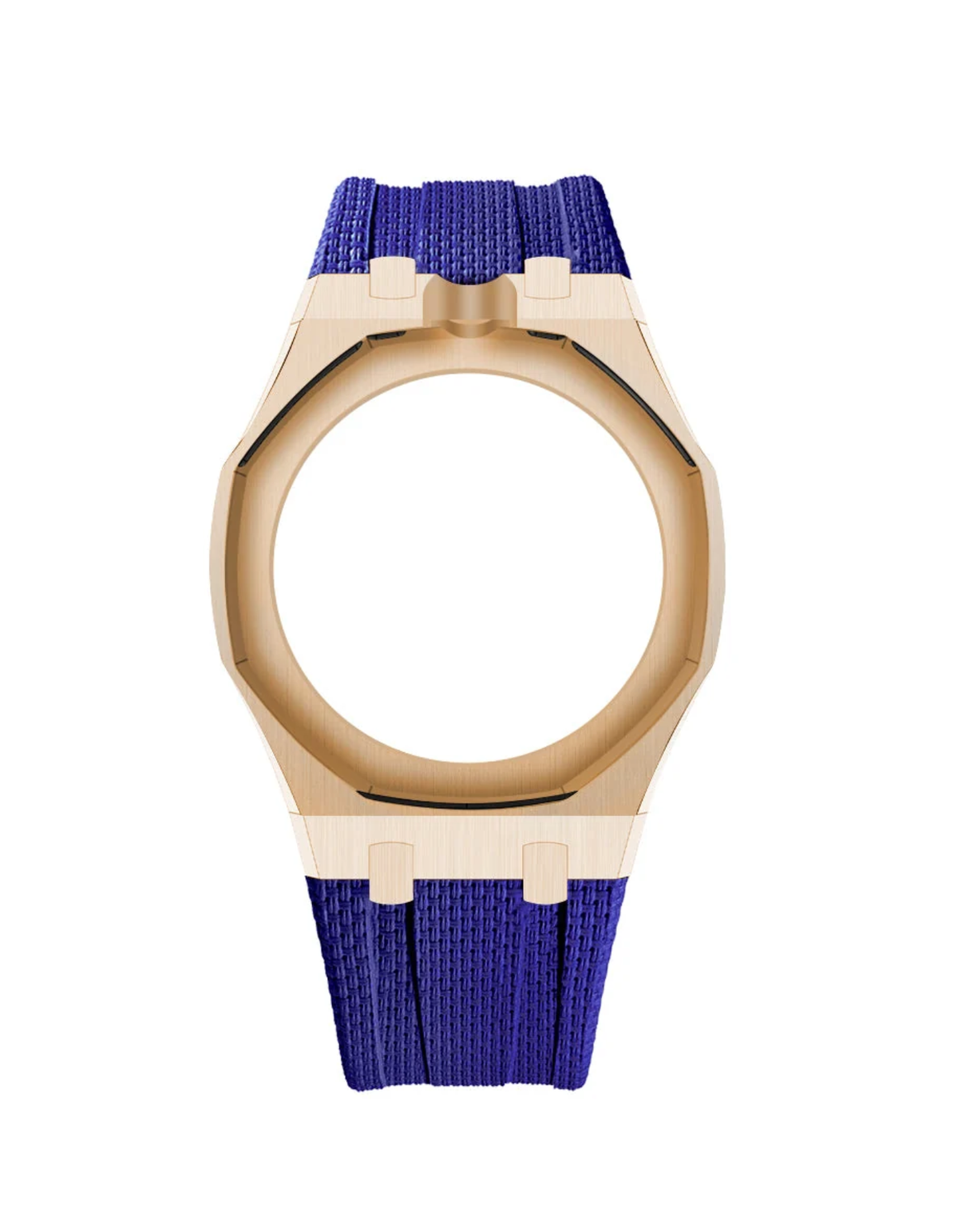 Rose Gold Case + Navy FKM Rubber For AP x Swatch Royal Pop - 12 o'clock