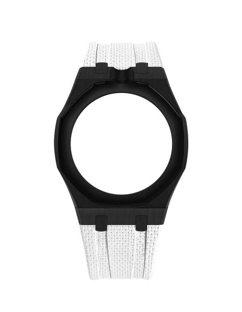 Black Stainless Steel Case + White FKM Rubber For AP x Swatch Royal Pop - 12 o'clock