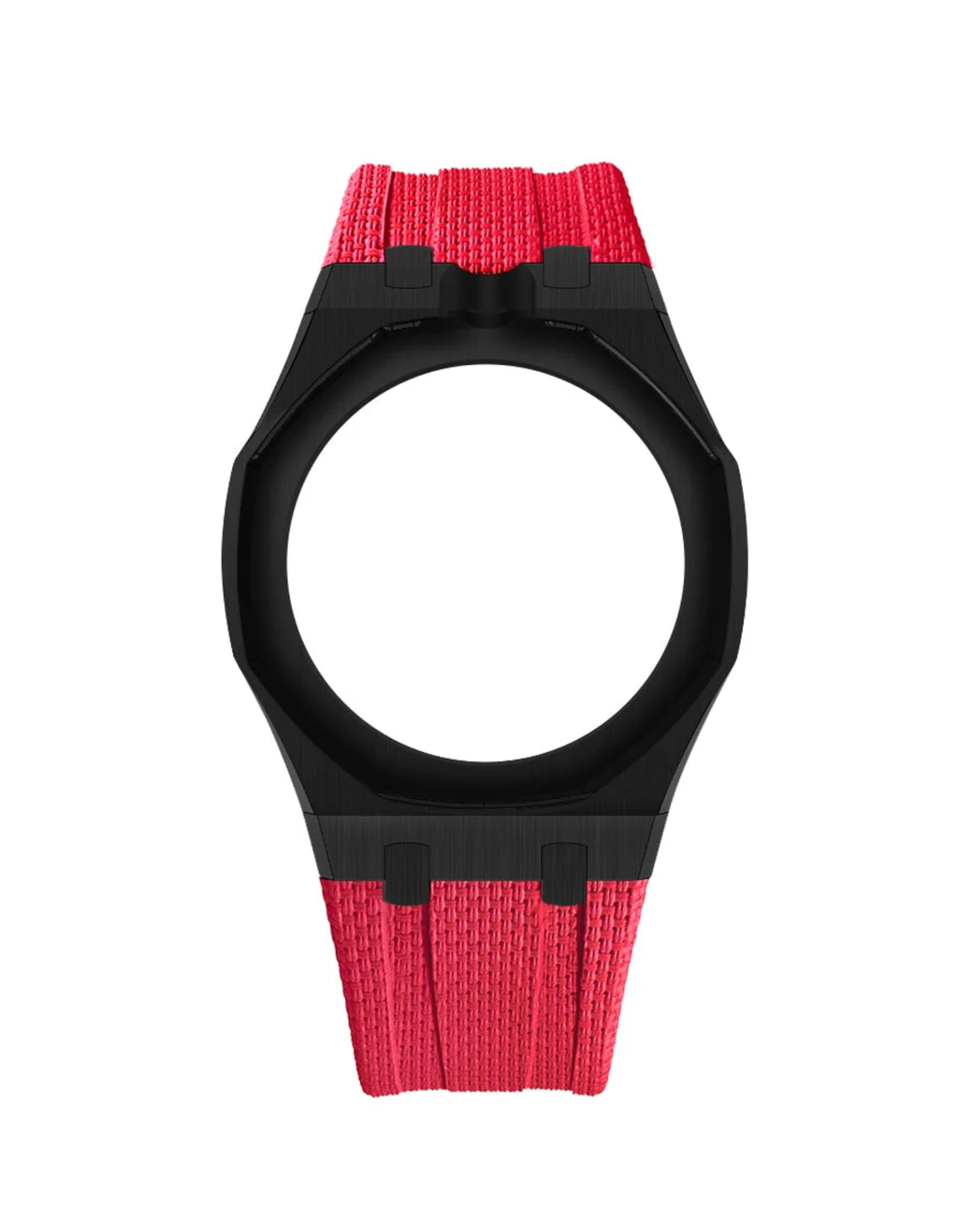 Black Stainless Steel Case + Red FKM Rubber For AP x Swatch Royal Pop - 12 o'clock