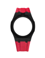 Black Stainless Steel Case + Red FKM Rubber For AP x Swatch Royal Pop - 12 o'clock