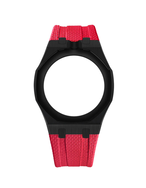 Black Stainless Steel Case + Red FKM Rubber For AP x Swatch Royal Pop - 12 o'clock