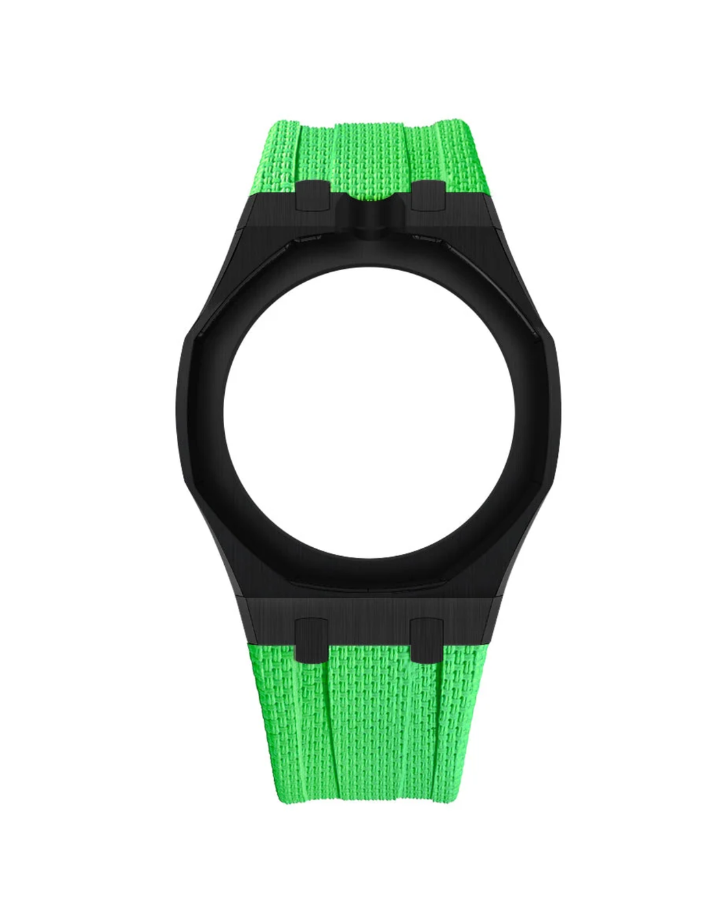 Black Stainless Steel Case + Green FKM Rubber For AP x Swatch Royal Pop - 12 o'clock