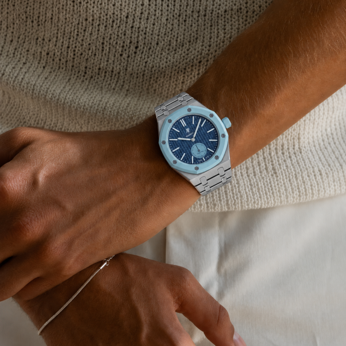 Stainless Steel Strap & Case For AP x Swatch Royal Pop - 3 o'clock