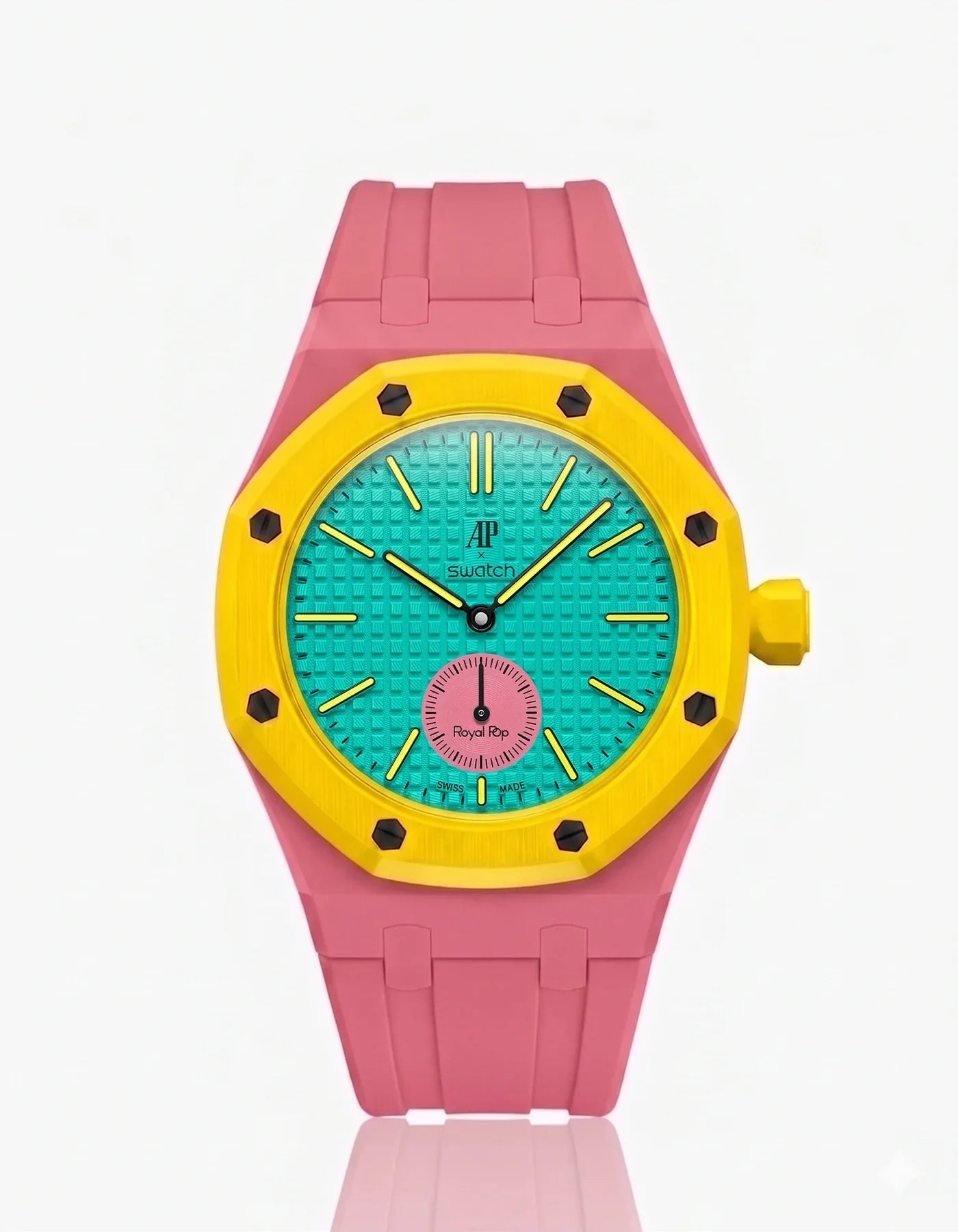 Rubber Strap & Case For AP x Swatch Royal Pop - Dark Pink