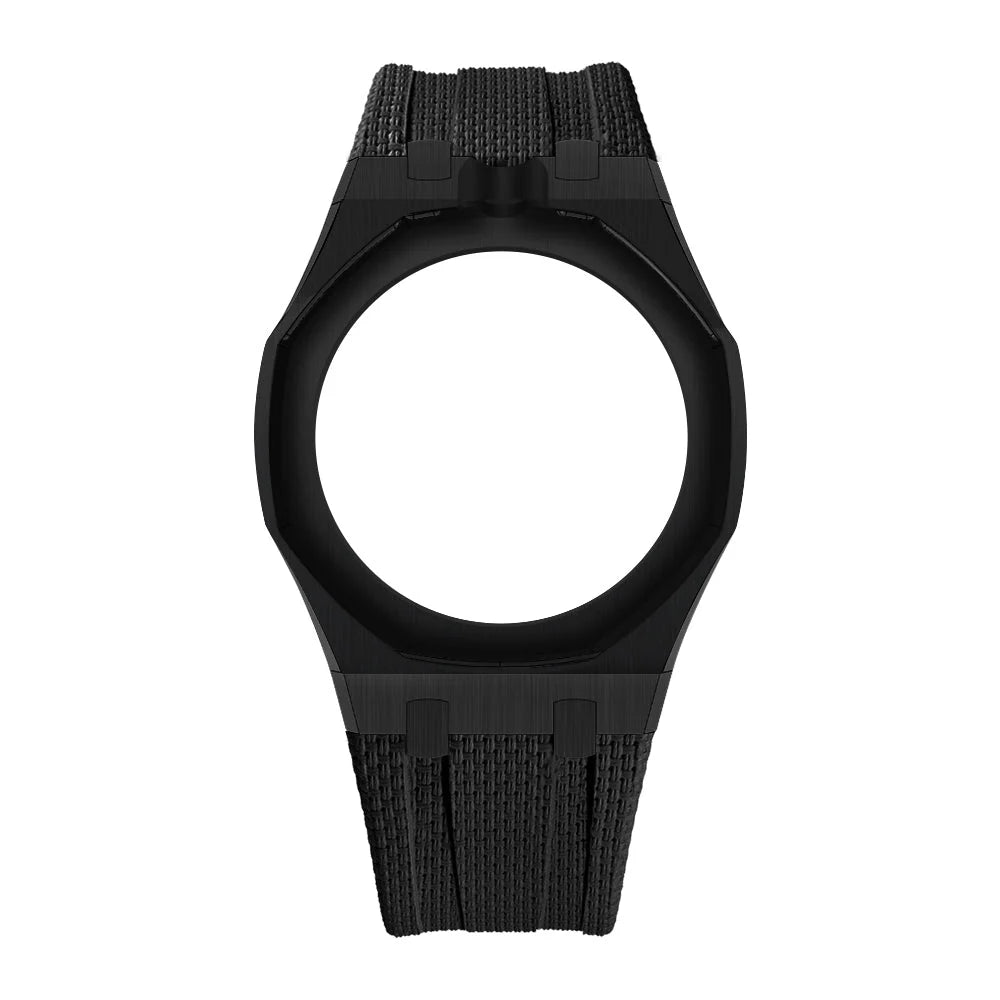 Black Stainless Steel Case + Black FKM Rubber For AP x Swatch Royal Pop - 12 o'clock
