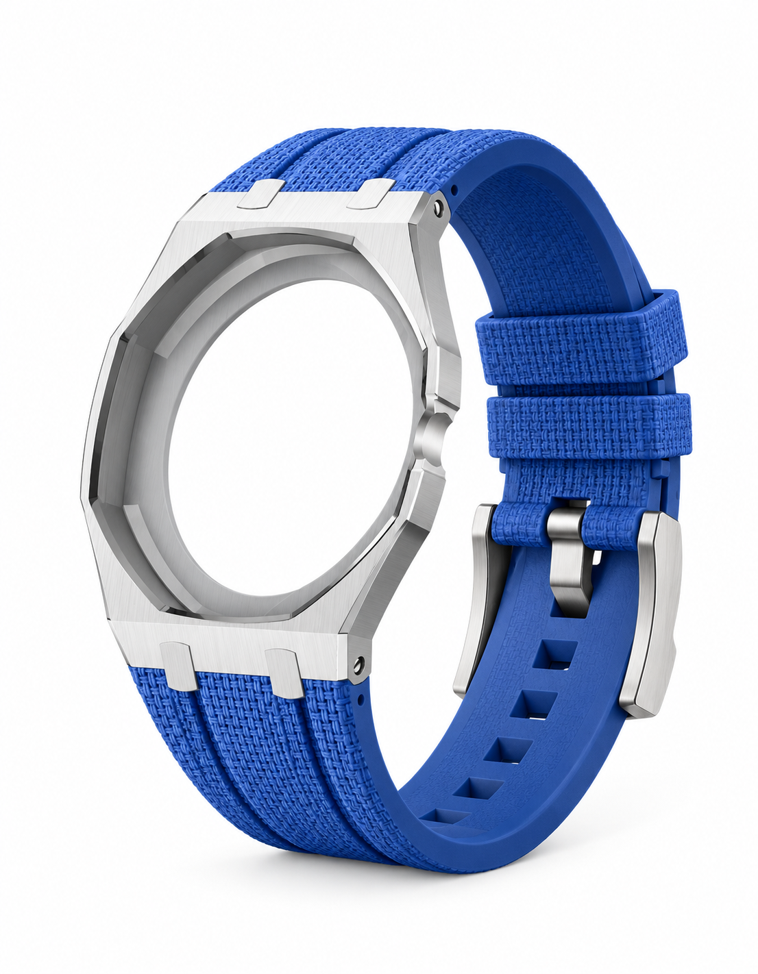 Stainless Steel Case + Blue FKM Rubber For AP x Swatch Royal Pop - 3 o'clock