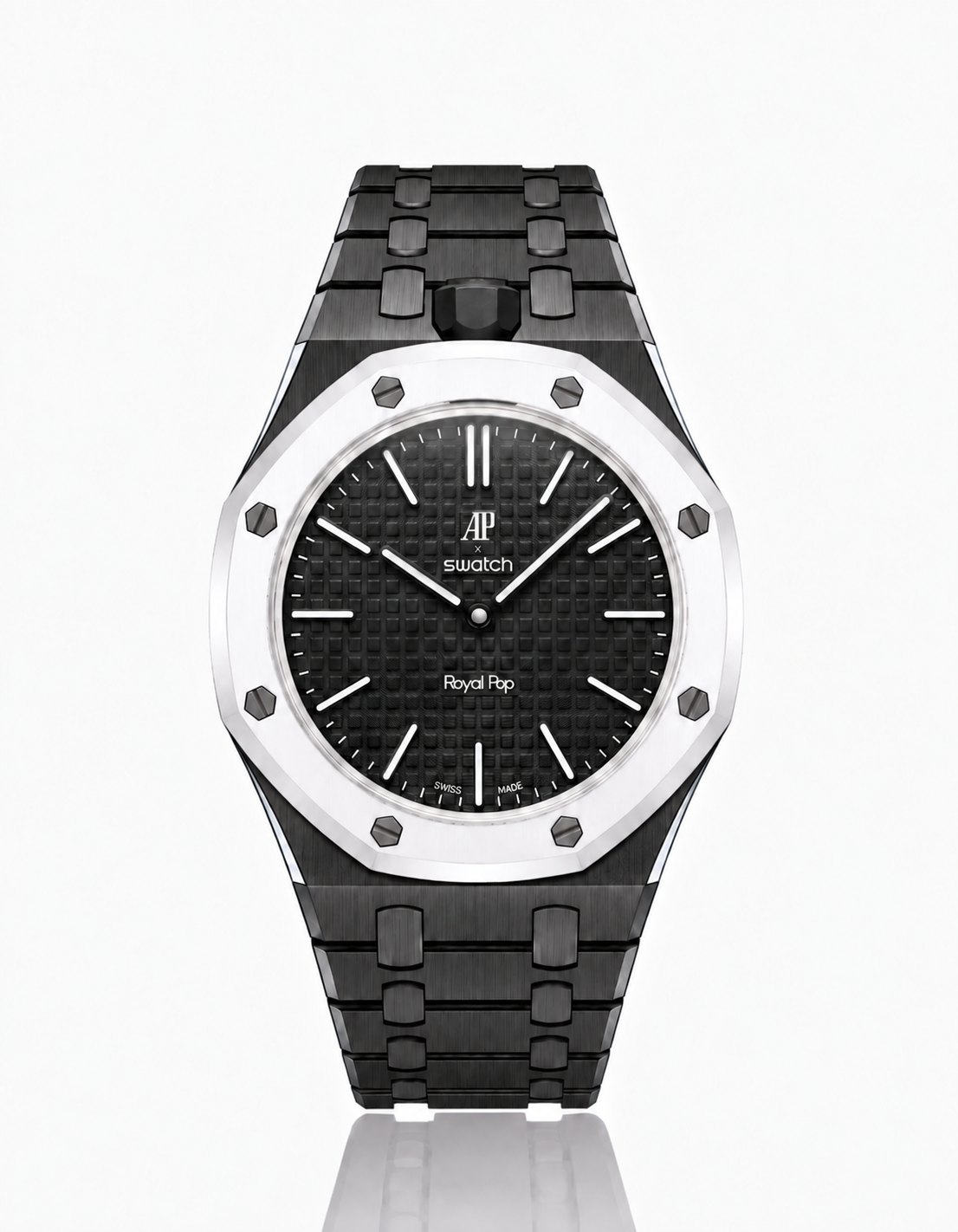 Black Stainless Steel Strap & Case For AP x Swatch Royal Pop - 12 o'clock