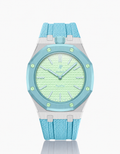 Stainless Steel Case + Light Blue FKM Rubber For AP x Swatch Royal Pop - 12 o'clock