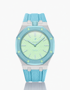 Stainless Steel Case + Light Blue FKM Rubber For AP x Swatch Royal Pop - 12 o'clock