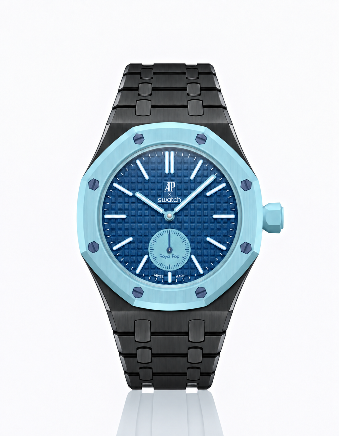 Black Stainless Steel Strap & Case For AP x Swatch Royal Pop - 3 o'clock