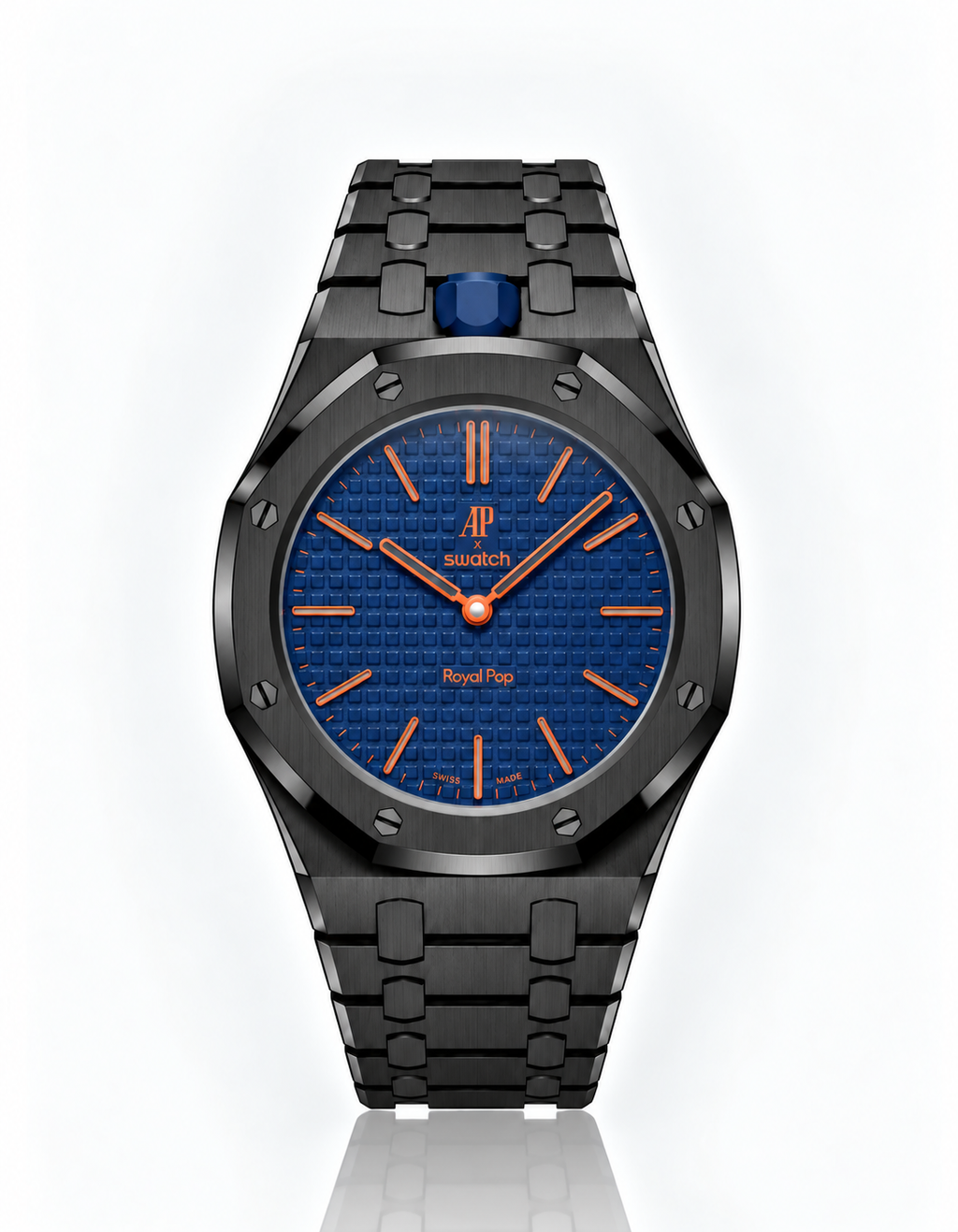 Full Frame Black Stainless Steel Strap for Royal Pop - 12 o'clock