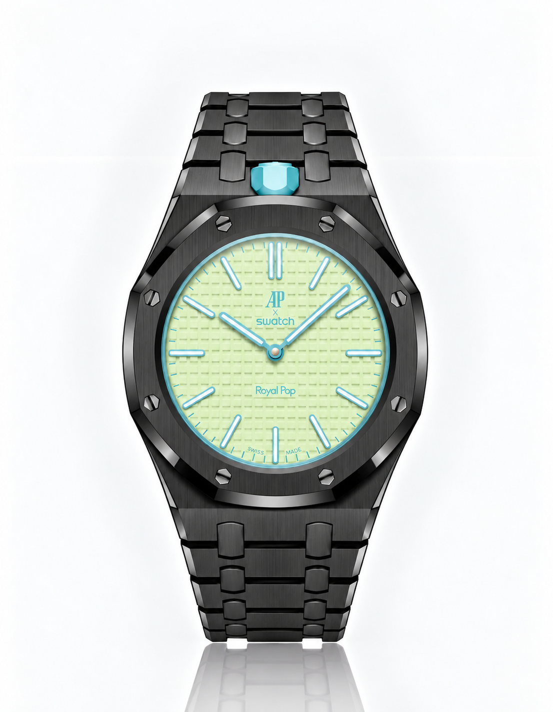 Full Frame Black Stainless Steel Strap for Royal Pop - 12 o'clock