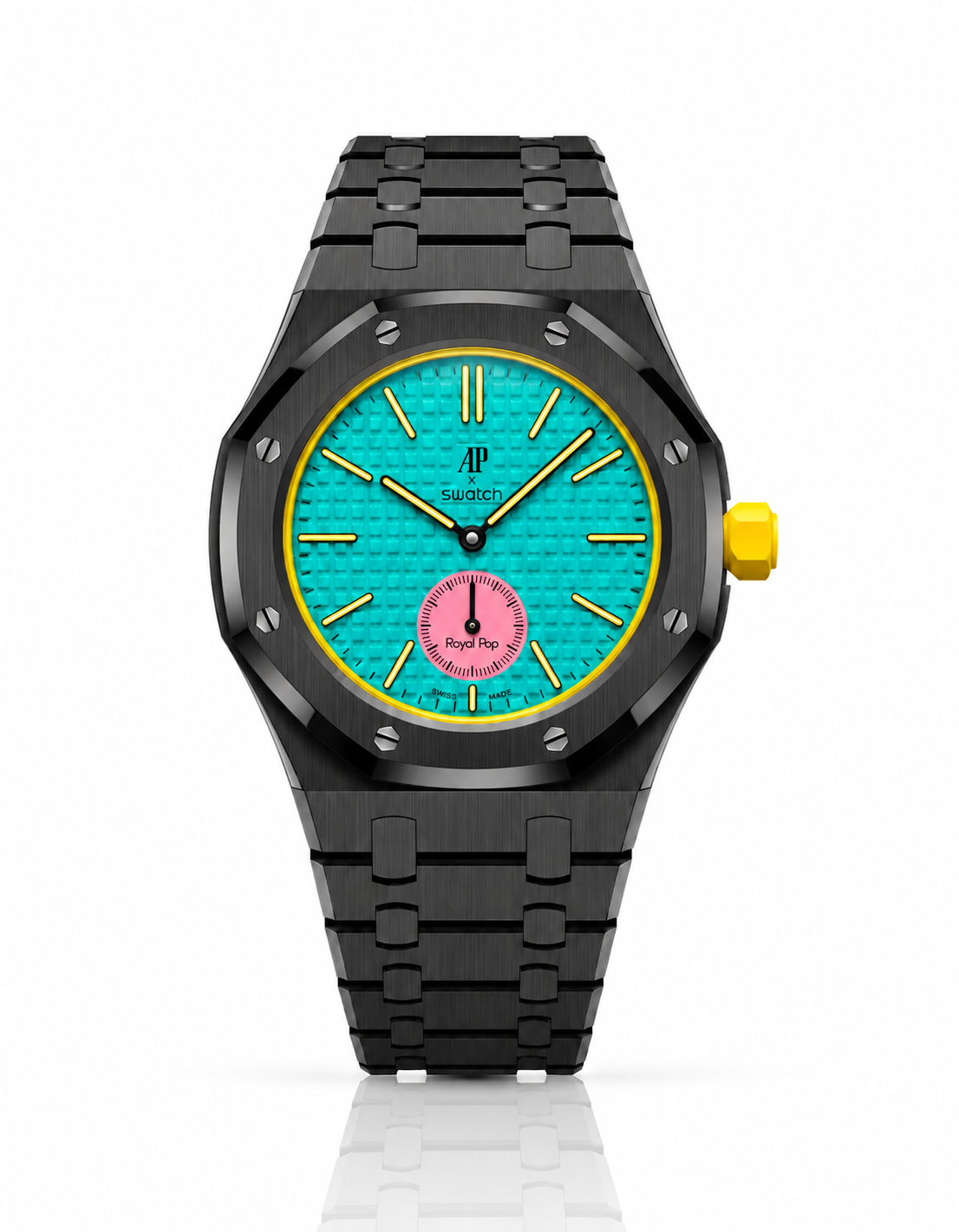 Full Frame Black Stainless Steel Strap for Royal Pop - 3 o'clock