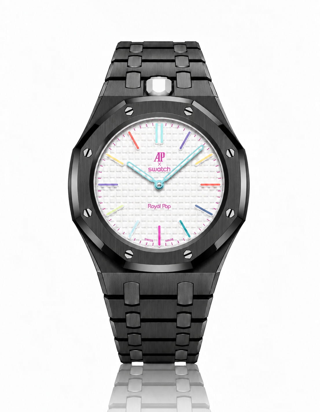 Full Frame Black Stainless Steel Strap for Royal Pop - 12 o'clock