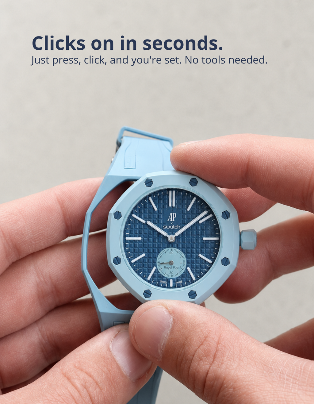 Rubber Strap & Case For AP x Swatch Royal Pop Lan Ba - Light Blue