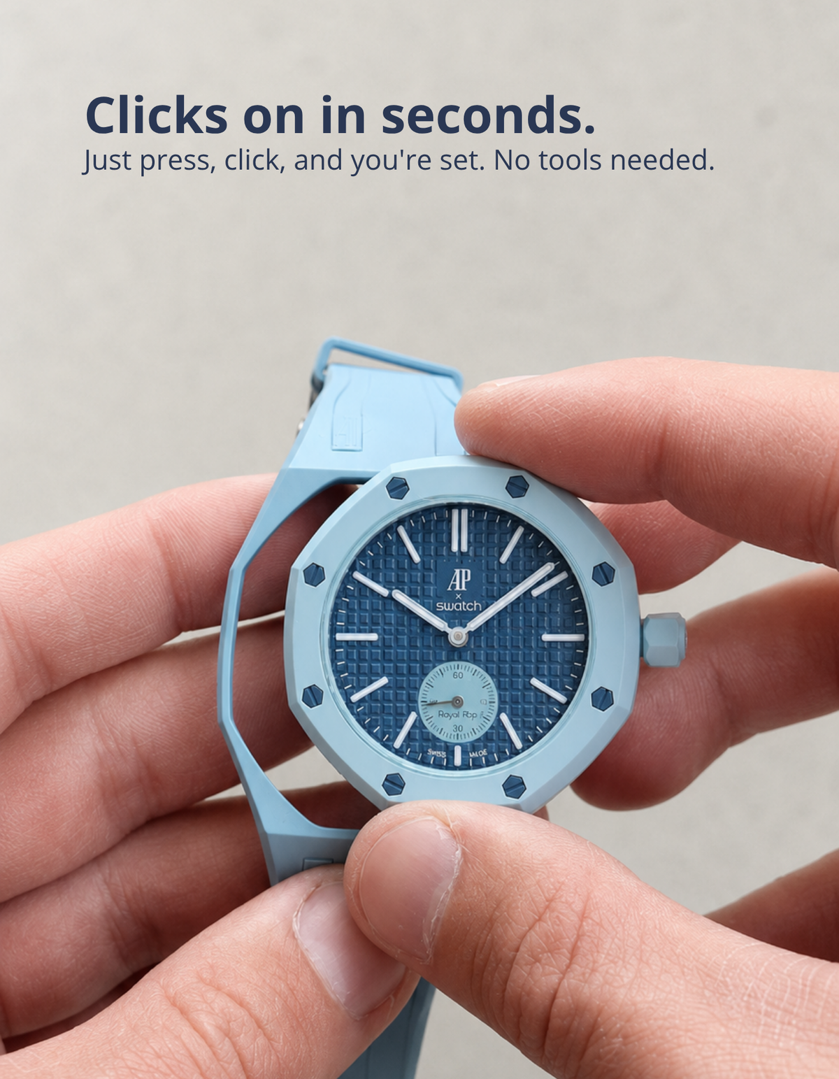 Rubber Strap & Case For AP x Swatch Royal Pop Lan Ba - Light Blue
